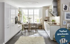 Einbauküche Structura, Hochglanz weiß, inkl. Bosch Elektrogeräte