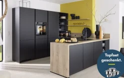 Einbauküche Torna, schwarz matt, inkl. Neff Elektrogeräte