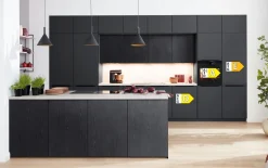 Einbauküche Torna/Stadum, schwarz, inkl. AEG Elektrogeräte