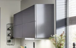 Einbauküche Uno/Bali, perlgrau/Nussbaum Nachbildung, inkl. AEG Elektrogeräte
