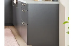 Einbauküche Uno, graphit/weiß, inkl. AEG Elektrogeräte