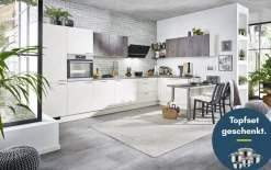 Einbauküche Uno/Meteor, magnolia, inkl. Privileg Elektrogeräte