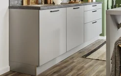 Einbauküche Uno, perlgrau, inkl. AEG Elektrogeräte