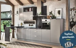 Einbauküche Uno, perlgrau matt, inkl. Siemens Elektrogeräte