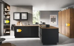 Einbauküche Uno/Walden, schwarz/Eiche wild Nachbildung, inkl. Bosch Elektrogeräte