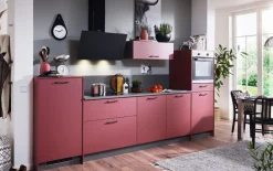 Einbauküche Wida, kaminrot, inkl. Elektrogeräte