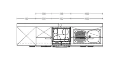 Einbaukueche IP 1200, Beton Nachbildung, inkl. Privileg Elektrogeräte