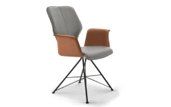 Essgruppe Nevio, Eiche natur massiv geölt, saddle brown/middengrijs