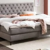 Familien-Boxspringbett Barell, hellgrau, 240 x 200 cm, Härtegrad 3 und 4