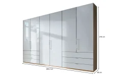 Funktionsdrehtürenschrank Loft, weiß/Bianco Eiche, 300 x 216 cm