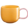 Henkelbecher Joy, Tasse gelb/Henkel rosa, 0,4 l