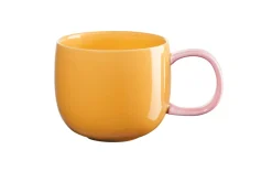 Henkelbecher Joy, Tasse gelb/Henkel rosa, 0,4 l