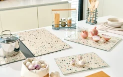 Herdabdeckplatten-Set Terrazzo, bunt, 30 x 52 cm
