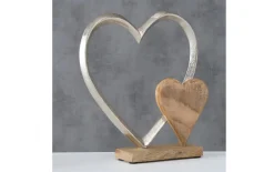 Herz Dekoaufsteller Carolyn, hellbraun/silber, 23 x 7,5 x 28 cm