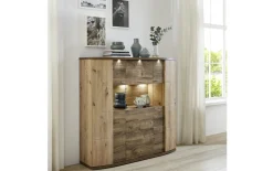 Highboard Cabana, Eiche Artisan, Eiche Ribbeck cognac Nachbildung, inkl. Korpusfrontbeleuchtung