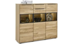 Highboard Jackson, Eiche teilmassiv, inkl. LED-Beleuchtung