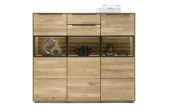 Highboard Jackson, Eiche teilmassiv, inkl. LED-Beleuchtung