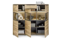 Highboard Jackson, Eiche teilmassiv, inkl. LED-Beleuchtung