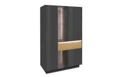 Highboard Nova, anthrazit/Eiche massiv, inkl. Griffbeleuchtung