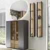 Highboard Selino, Birke massiv/anthrazit