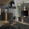 Highboard Trevio, anthrazit/Kerneiche massiv
