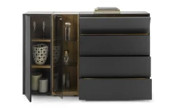 Highboard Trevio, anthrazit/Kerneiche massiv