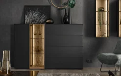 Highboard Trevio, anthrazit/Kerneiche massiv