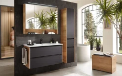 Hochschrank Bordeaux, schwarz/Eiche Halifax-Nachbildung