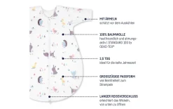 Jersey Winterschlafsack, weiß mit Motiv Crazy Animals, 62 cm