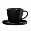 Kaffeetasse mit Unterteller coppa kuro, Porzellan, schwarz