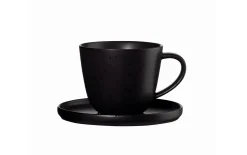 Kaffeetasse mit Unterteller coppa kuro, Porzellan, schwarz