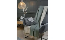 Kaschmir Plaid Yasu Doubleface, grün/beige, 130 x 170 cm
