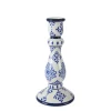 Kerzenhalter, blau/weiß, 20 cm