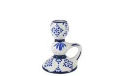 Kerzenhalter, blau/weiß, 11,8 cm