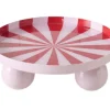 Kerzenteller Claire, rot/weiß, 20,5 cm