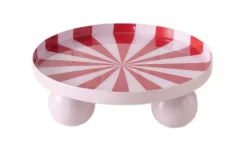 Kerzenteller Claire, rot/weiß, 20,5 cm