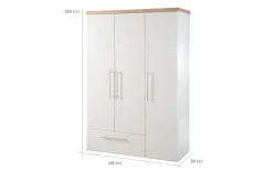 Kleiderschrank Nele, weiß/Artisan Eiche-Nachbildung, inkl. Kleiderstange