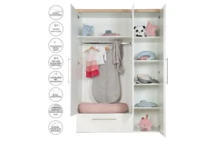 Kleiderschrank Nele, weiß/Artisan Eiche-Nachbildung, inkl. Kleiderstange