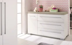 Kommode Kira, kreideweiß/Eiche-Nautik-Nachbildung
