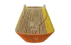 Laterne, Jute, gelb/orange/beige, 21 cm