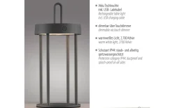 LED-Akkutischleuchte Anselm, schwarz, 28,4 cm, inkl. Memoryfunktion
