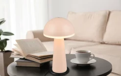 LED-Akku-Tischleuchte Fungo, sand, 31 cm