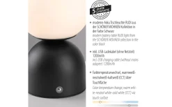 LED-Akkutischleuchte Rudi Schöner Wohnen, schwarz, inkl. CCT Funktion