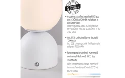 LED-Akkutischleuchte Rudi Schöner Wohnen, weiß, inkl. CCT Funktion