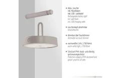 LED-Akkuwandleuchte Arma, greige, inkl. Memoryfunktion