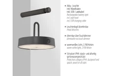 LED-Akkuwandleuchte Arma, schwarz, inkl. Memoryfunktion