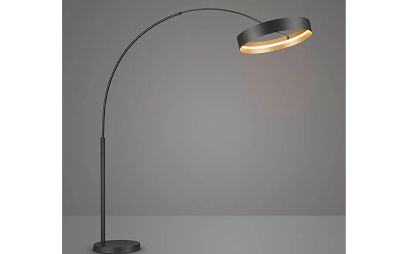 LED-Bogenleuchte Loop, schwarz/gold, inkl. Ausziehfunktion