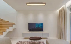 LED-Deckenleuchte CCT Doro, holz/graphit, 80 cm