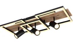 LED-Deckenleuchte Kassu in holzfarbig/schwarz, 72 x 27 cm