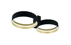 LED-Deckenleuchte Loop, schwarz/gold, inkl. stufenloser Dimmfunktion